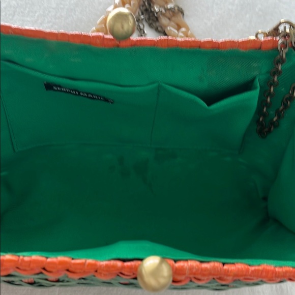 Serpui Marie Woven Green and Orange Convertible Clutch - Picture 3 of 5